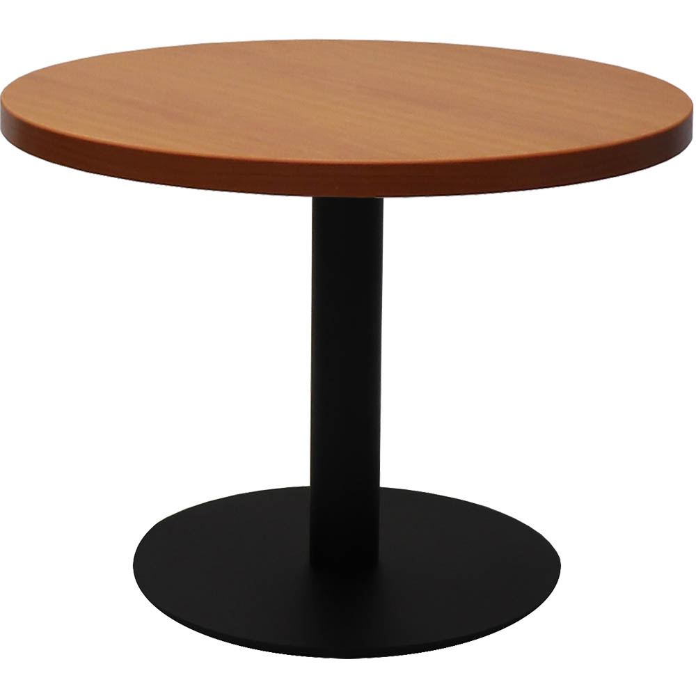 Image for RAPIDLINE CIRCULAR COFFEE TABLE 600 X 425MM CHERRY COLOURED TABLE TOP / BLACK POWDER COAT BASE from Challenge Office Supplies