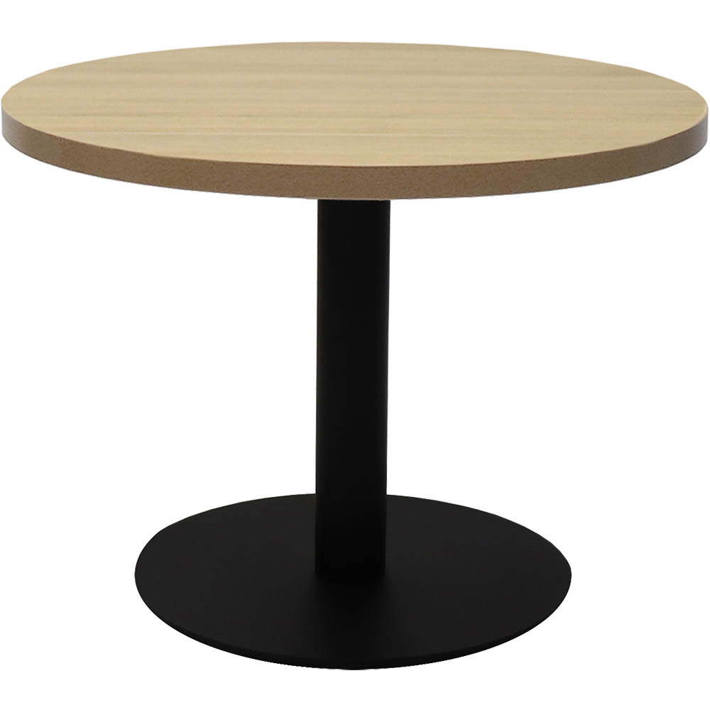 Image for RAPIDLINE CIRCULAR COFFEE TABLE 600 X 425MM NATURAL OAK TABLE TOP / BLACK POWDER COAT BASE from Office Heaven