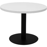 rapidline circular coffee table 600 x 425mm natural white table top / black powder coat base