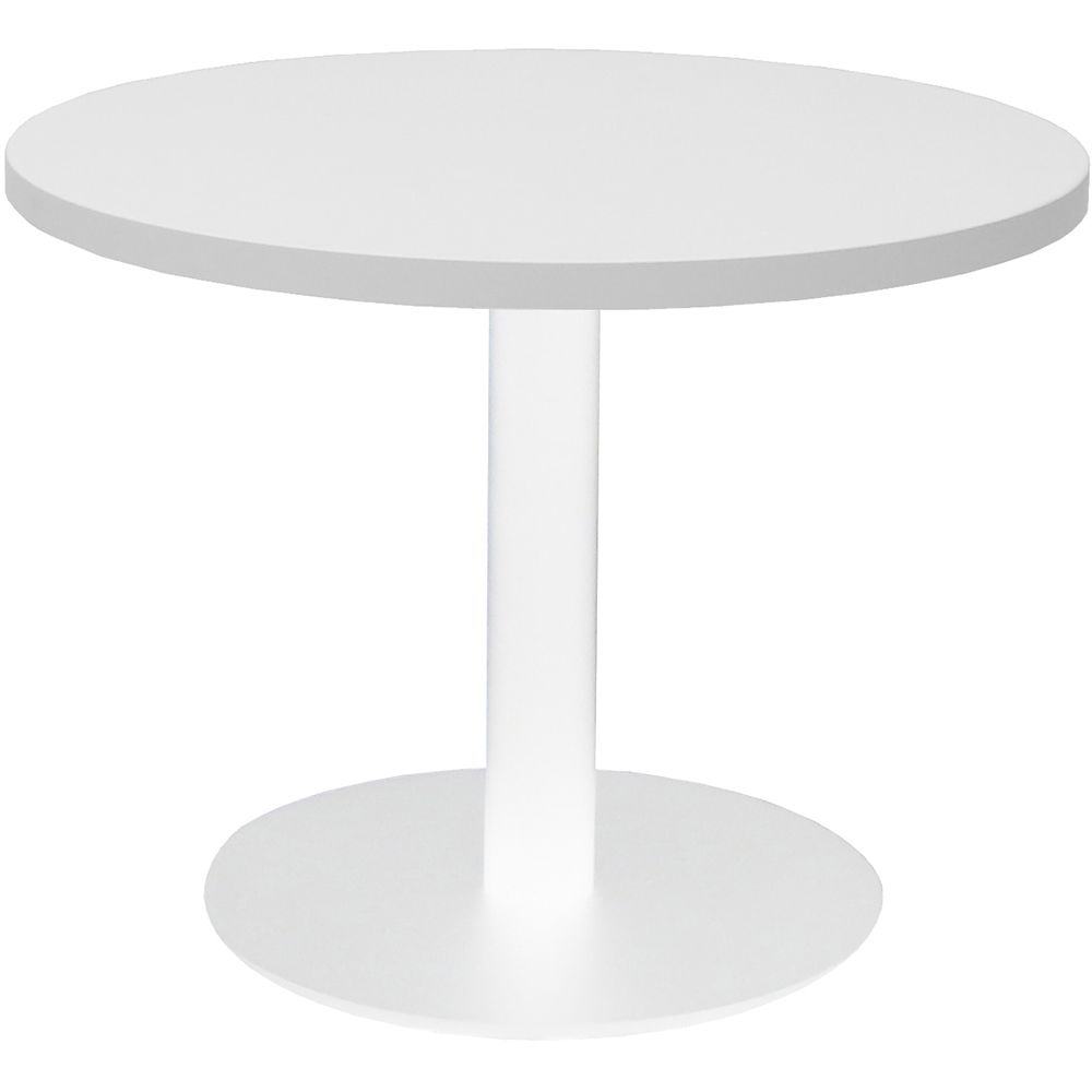 Image for RAPIDLINE CIRCULAR COFFEE TABLE 600 X 425MM NATURAL WHITE TABLE TOP / WHITE POWDER COAT BASE from Office Heaven