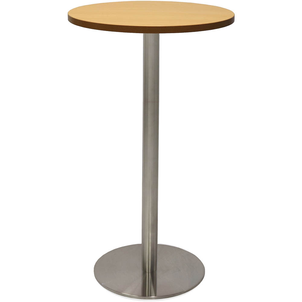 Image for RAPIDLINE DRY BAR TABLE 600 X 1050MM BEECH COLOURED TABLE TOP / STAINLESS STEEL BASE from That Office Place PICTON