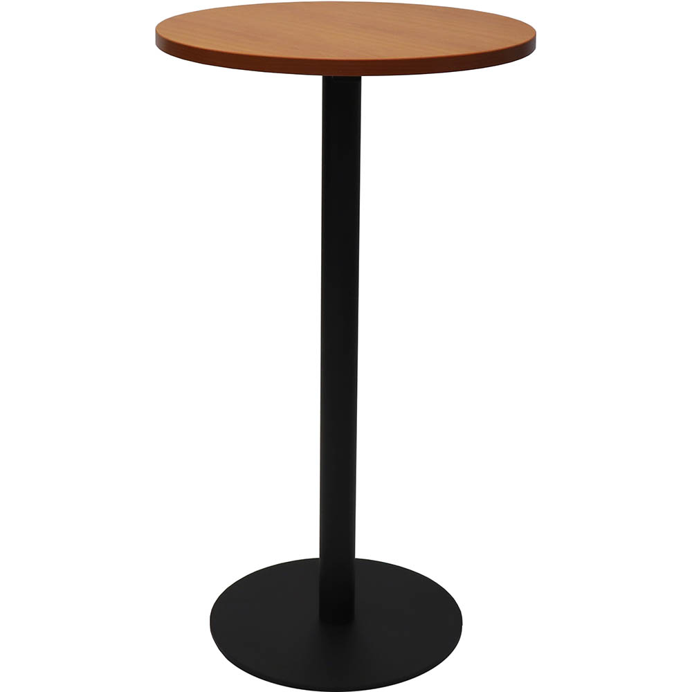 Image for RAPIDLINE DRY BAR TABLE 600 X 1050MM CHERRY COLOURED TABLE TOP / BLACK POWDER COAT BASE from Australian Stationery Supplies