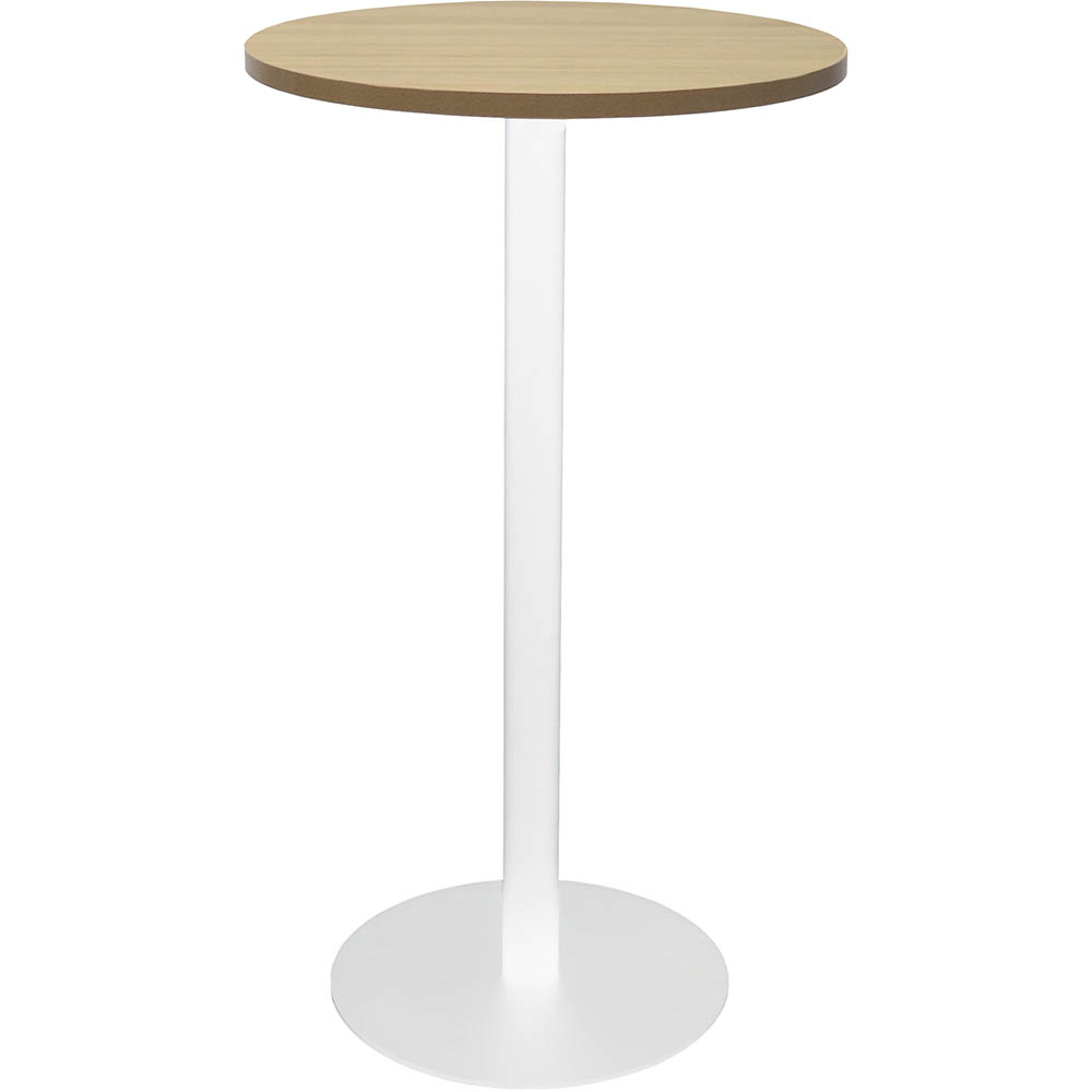 Image for RAPIDLINE DRY BAR TABLE 600 X 1050MM NATURAL OAK TABLE TOP / WHITE POWDER COAT BASE from That Office Place PICTON