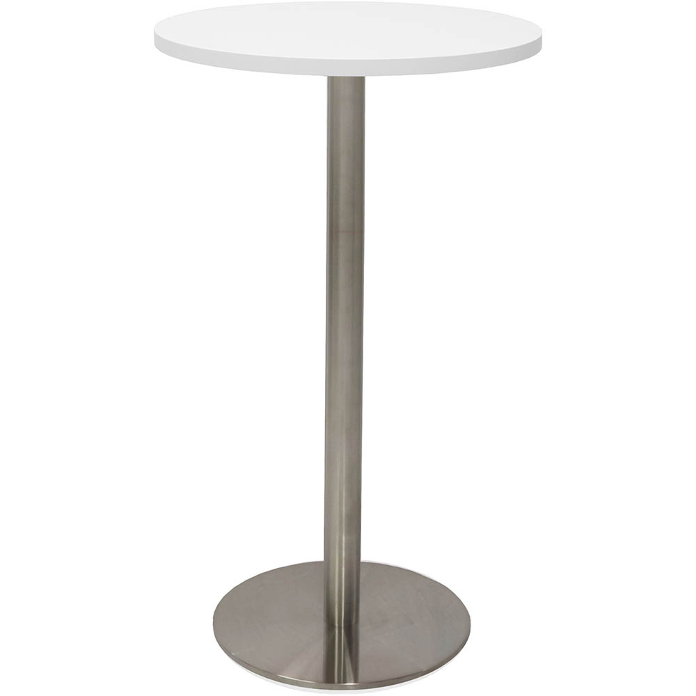 Image for RAPIDLINE DRY BAR TABLE 600 X 1050MM NATURAL WHITE TABLE TOP / STAINLESS STEEL BASE from That Office Place PICTON