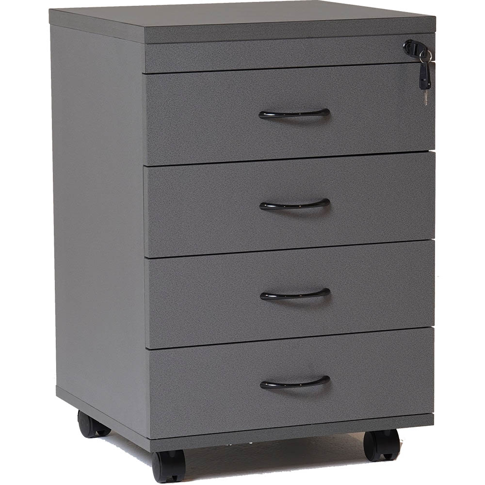 Image for RAPID WORKER MOBILE PEDESTAL 4-DRAWER LOCKABLE 690 X 465 X 447MM IRONSTONE from Office Heaven