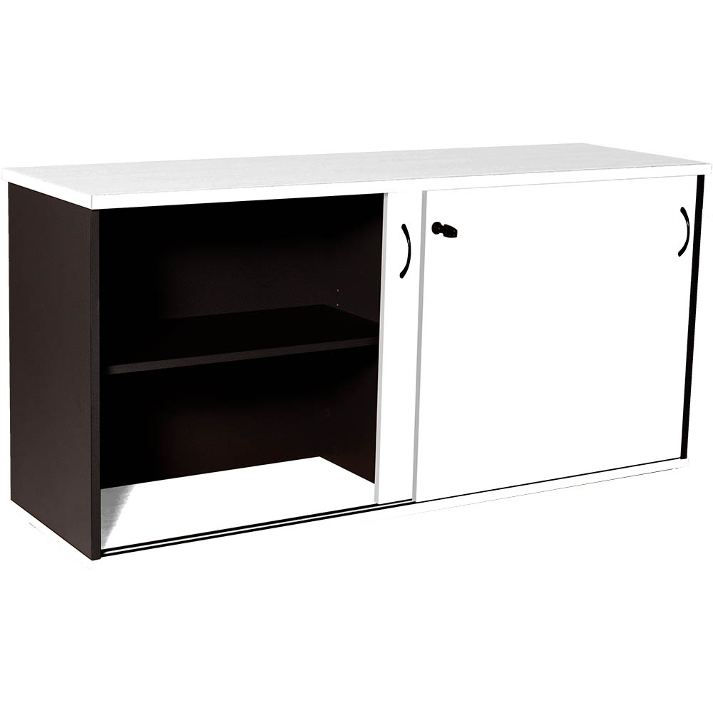 Image for RAPID WORKER SLIDING DOOR CREDENZA 1200 X 450MM WHITE/IRONSTONE from That Office Place PICTON