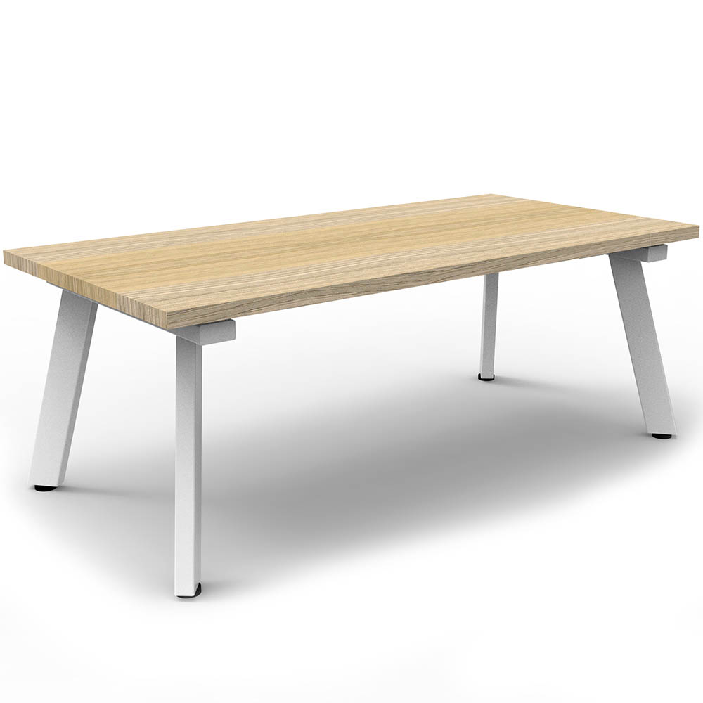 Image for RAPIDLINE ETERNITY COFFEE TABLE 1200 X 600MM NATURAL OAK/WHITE SATIN from Office Heaven