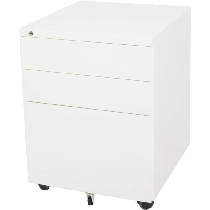 Image for GO STEEL MOBILE PEDESTAL STEEL 3-DRAWER LOCKABLE 460 X 472 X 610MM WHITE CHINA from Office Heaven