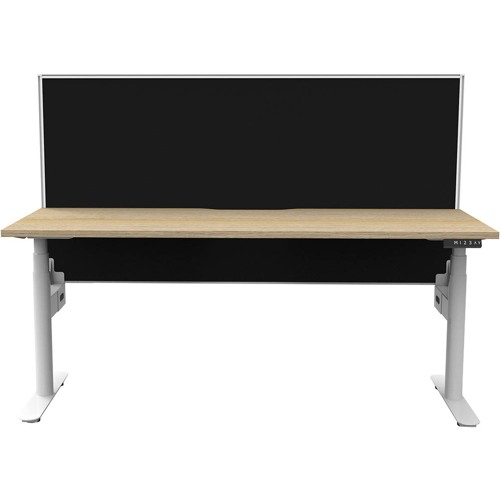 Image for RAPIDLINE HALO PLUS SINGLE SIDED WORKSTATION WITH SCREEN 1200MM NATURAL OAK TOP / WHITE FRAME / BLACK SCREEN from ONET B2C Store