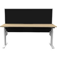 rapidline halo plus single sided workstation with screen 1200mm natural oak top / white frame / black screen