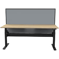 rapidline halo plus single sided workstation with screen and cable tray 1200mm natural oak top / black frame / grey screen