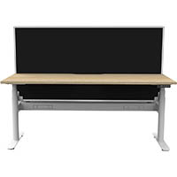 rapidline halo plus single sided workstation with screen and cable tray 1200mm natural oak top / white frame / black screen