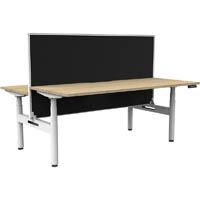 rapidline halo plus double sided workstation with screen 1800mm natural oak top / white frame / black screen