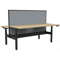 rapidline halo plus double sided workstation with screen and cable tray 1200mm natural oak top / black frame / grey screen