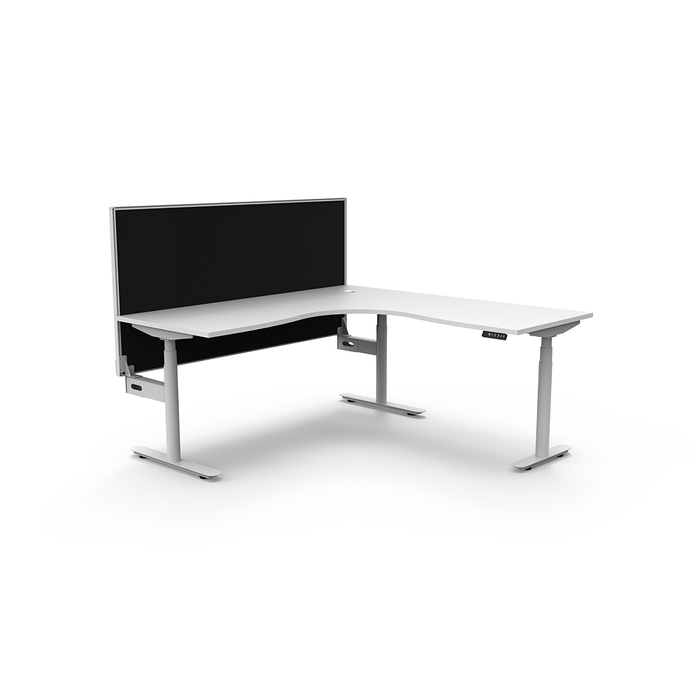 Image for RAPIDLINE HALO PLUS CORNER WORKSTATION WITH SCREEN 1800 X 1800MM NATURAL WHITE TOP / WHITE FRAME / BLACK SCREEN from Mitronics Corporation