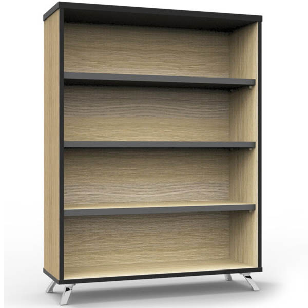 Image for RAPID INFINITY DELUXE BOOKCASE 1200 X 900 X 315MM NATURAL OAK LAMINATE BLACK EDGING from That Office Place PICTON