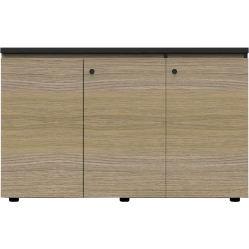 Image for RAPID INFINITY DELUXE 3 SWING DOOR CUPBOARD 1500 X 450 X 730MM NATURAL OAK LAMINATE BLACK RIGID EDGING from That Office Place PICTON