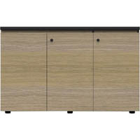 rapid infinity deluxe 3 swing door cupboard 1500 x 450 x 730mm natural oak laminate black rigid edging