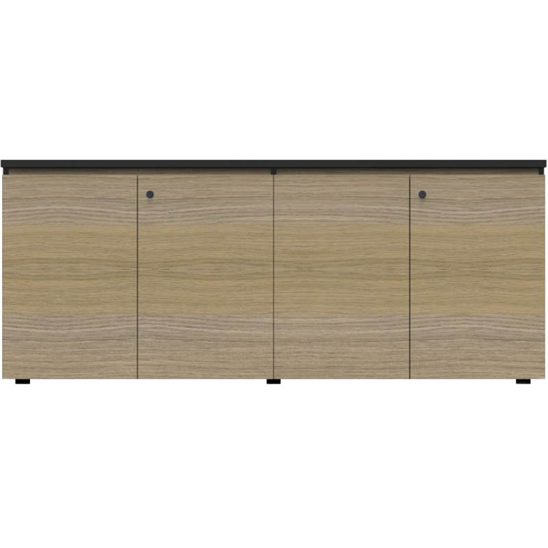 Image for RAPID INFINITY DELUXE 4 SWING DOOR CUPBOARD 1800 X 450 X 730MM NATURAL OAK LAMINATE BLACK RIGID EDGING from That Office Place PICTON