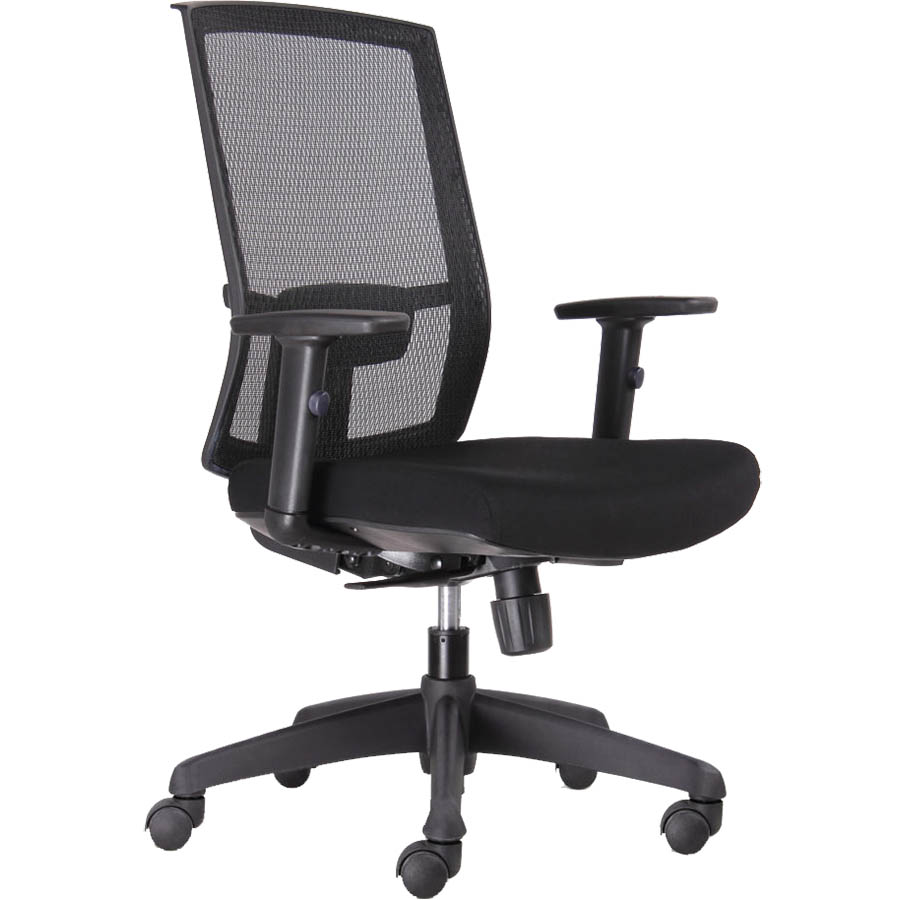 Image for RAPIDLINE KAL TASK CHAIR MEDIUM MESH BACK ARMS BLACK from Australian Stationery Supplies