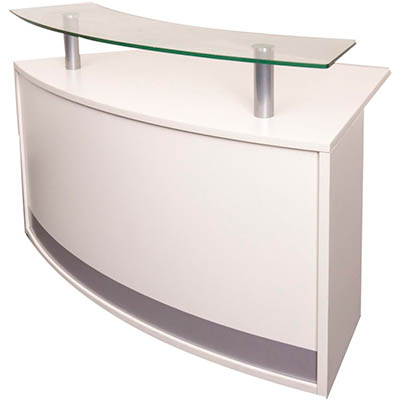 Image for RAPIDLINE MODULAR RECEPTION COUNTER WITH GLASS SHELF 1339 X 872 X 935MM WHITE from Mercury Business Supplies
