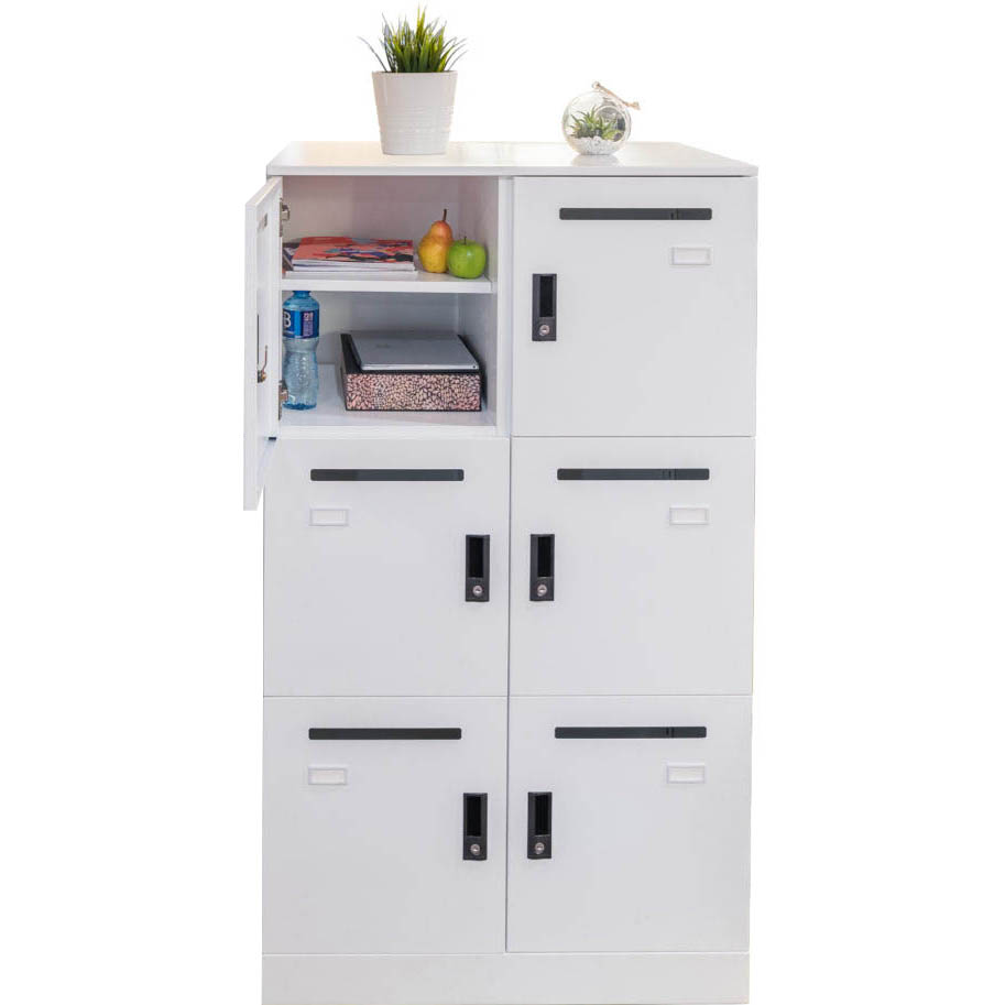 Image for GO STEEL OFFICE LOCKER UNIT 6 LOCKABLE COMPARTMENTS 800 X 485 X 1375MM WHITE CHINA from Challenge Office Supplies