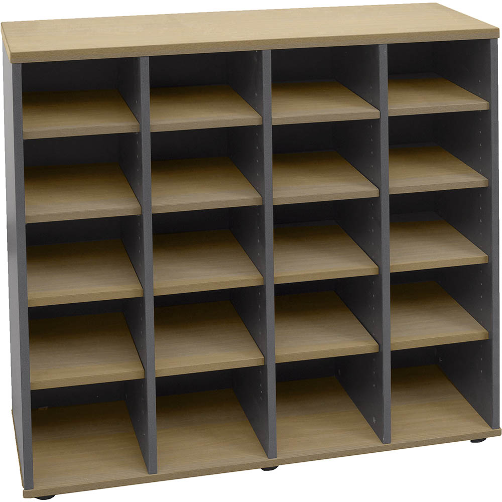 Image for RAPID WORKER PIGEON HOLE UNIT 1040 X 1040 X 380MM OAK/IRONSTONE from Challenge Office Supplies