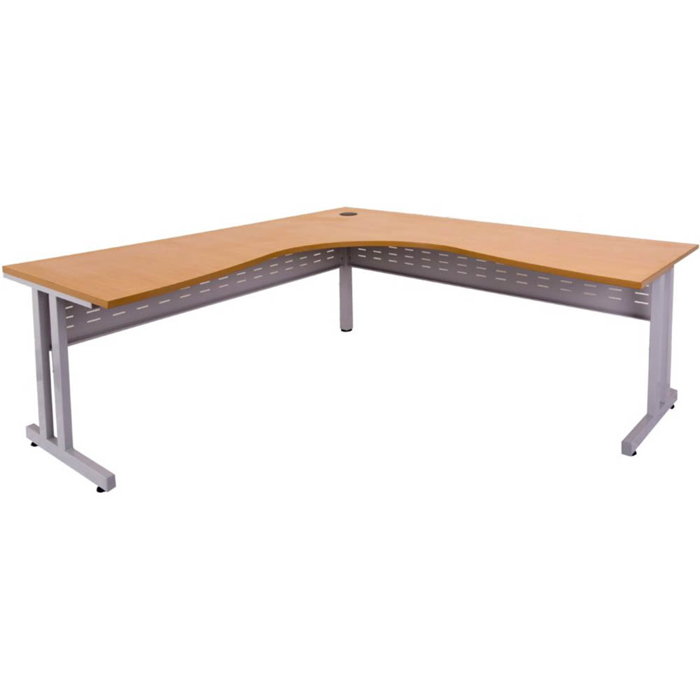 Image for RAPID SPAN C LEG CORNER WORKSTATION WITH METAL MODESTY PANEL 1500 X 1500 X 700MM BEECH/SILVER from Office Heaven