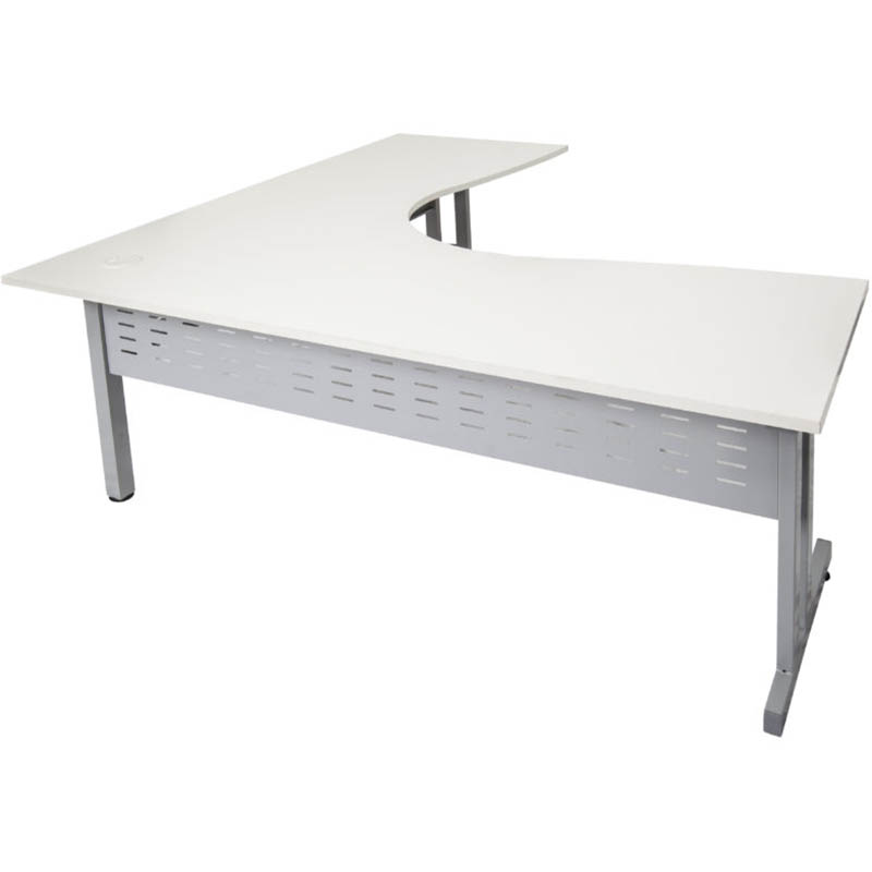 Image for RAPID SPAN C LEG CORNER WORKSTATION WITH METAL MODESTY PANEL 1500 X 1500 X 700MM NATURAL WHITE/SILVER from That Office Place PICTON