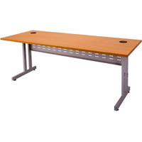 rapid span c leg desk with metal modesty panel 1200 x 700mm beech/silver