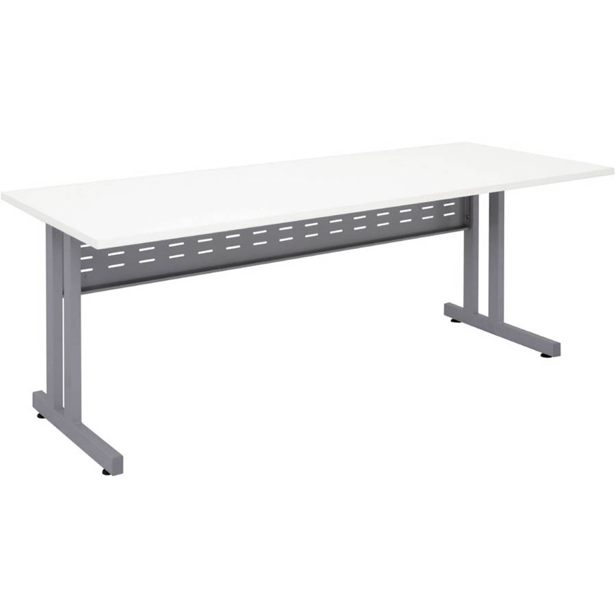Image for RAPID SPAN C LEG DESK WITH METAL MODESTY PANEL 1200 X 700MM WHITE/SILVER from BusinessWorld Computer & Stationery Warehouse