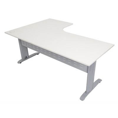 Image for RAPID SPAN CORNER WORKSTATION WITH METAL MODESTY PANEL 1800 X 1200 X 700MM NATURAL WHITE/SILVER from Mitronics Corporation