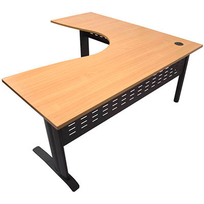 Image for RAPID SPAN CORNER WORKSTATION WITH METAL MODESTY PANEL 1500 X 1500 X 700MM BEECH/BLACK from Mitronics Corporation