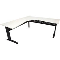 rapid span corner workstation with metal modesty panel 1500 x 1500 x 700mm natural white/black