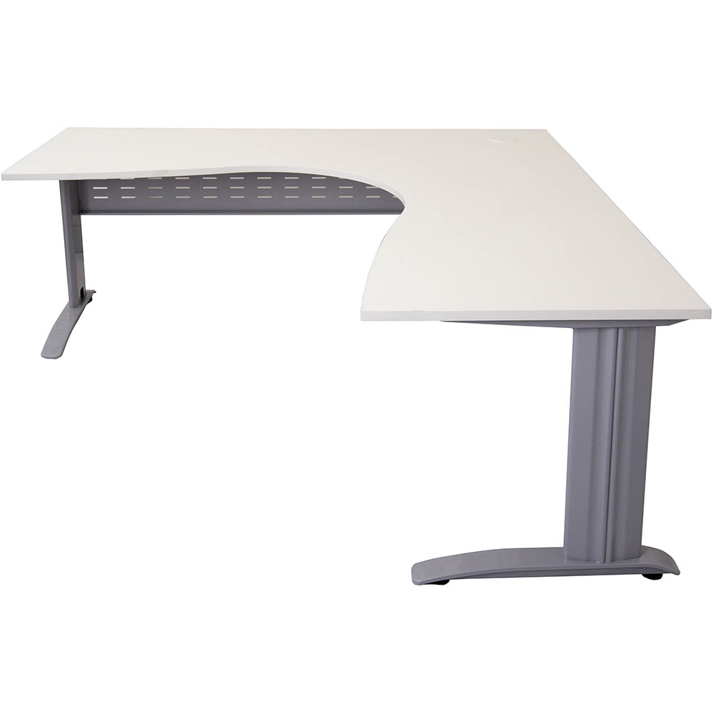 Image for RAPID SPAN CORNER WORKSTATION WITH METAL MODESTY PANEL 1500 X 1500 X 700MM NATURAL WHITE/SILVER from Mitronics Corporation