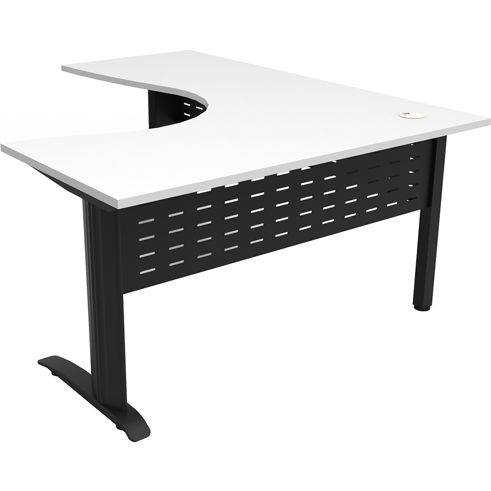 Image for RAPID SPAN CORNER WORKSTATION WITH METAL MODESTY PANEL 1800 X 1200 X 700MM NATURAL WHITE/BLACK from Challenge Office Supplies