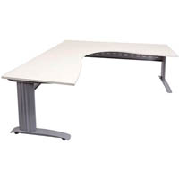 rapid span corner workstation with metal modesty panel 1800 x 1500 x 700mm natural white/silver