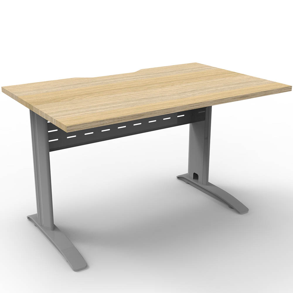 Image for DELUXE RAPID SPAN STRAIGHT DESK WITH METAL MODESTY PANEL 1200 X 750 X 730MM SILVER/NATURAL OAK from Clipboard Stationers & Art Supplies