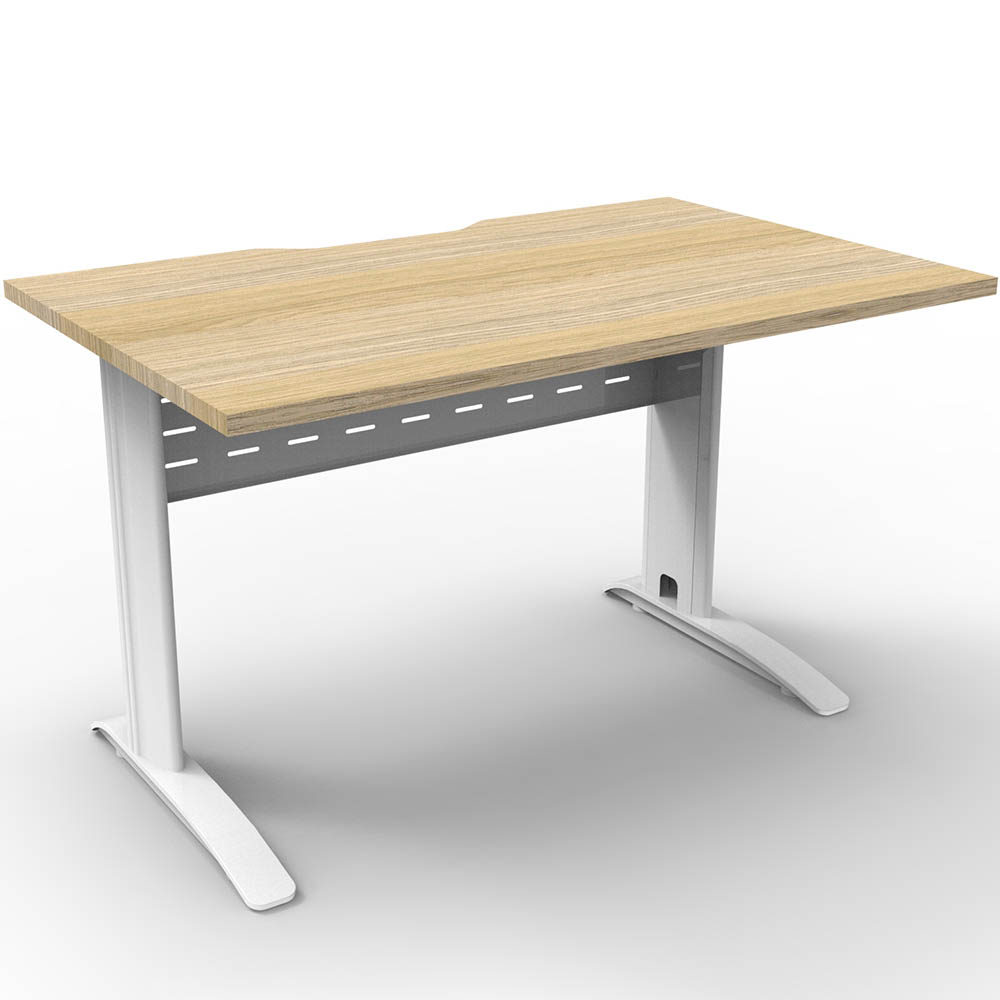 Image for DELUXE RAPID SPAN STRAIGHT DESK WITH METAL MODESTY PANEL 1200 X 750 X 730MM WHITE/NATURAL OAK from Clipboard Stationers & Art Supplies