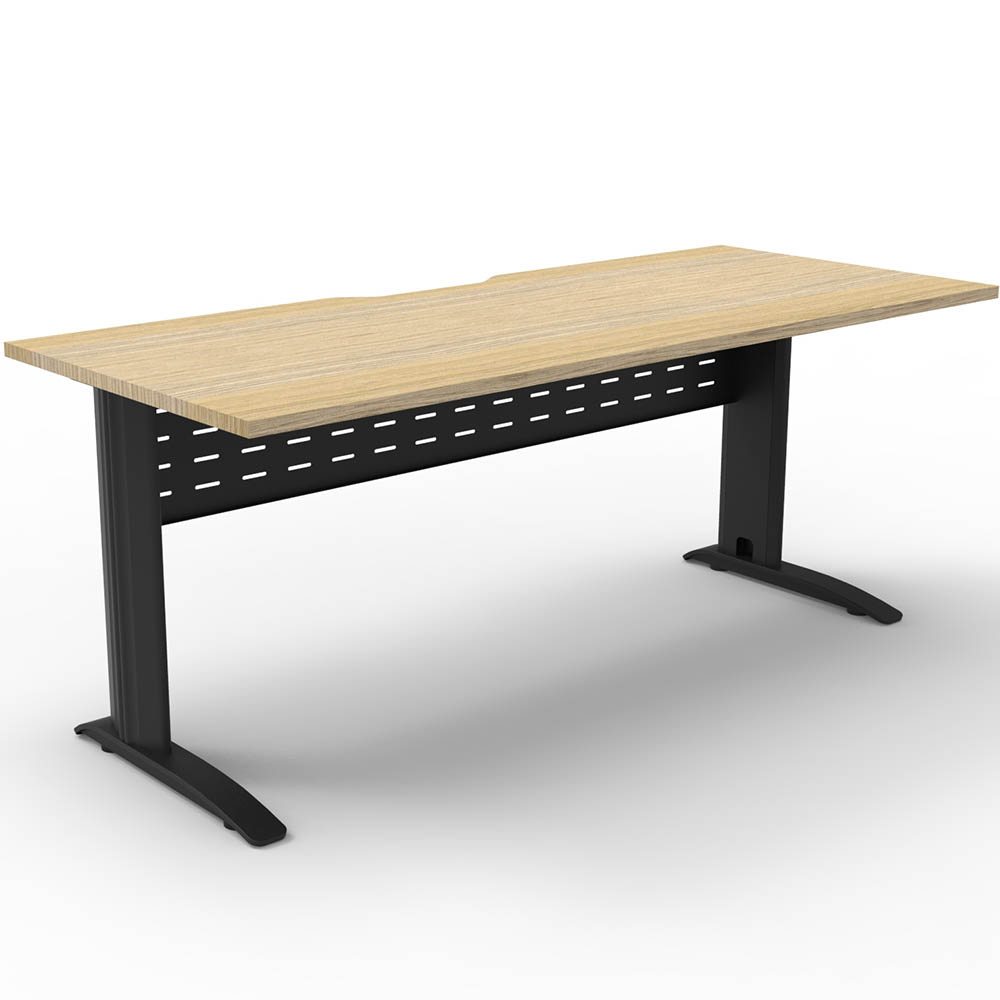 Image for DELUXE RAPID SPAN STRAIGHT DESK WITH METAL MODESTY PANEL 1500 X 750 X 730MM BLACK/NATURAL OAK from Mitronics Corporation