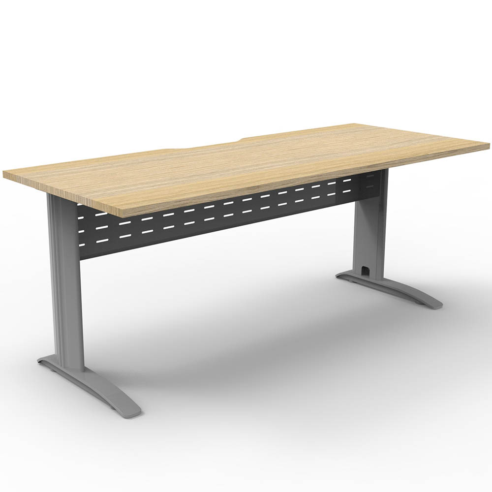 Image for DELUXE RAPID SPAN STRAIGHT DESK WITH METAL MODESTY PANEL 1500 X 750 X 730MM SILVER/NATURAL OAK from Clipboard Stationers & Art Supplies