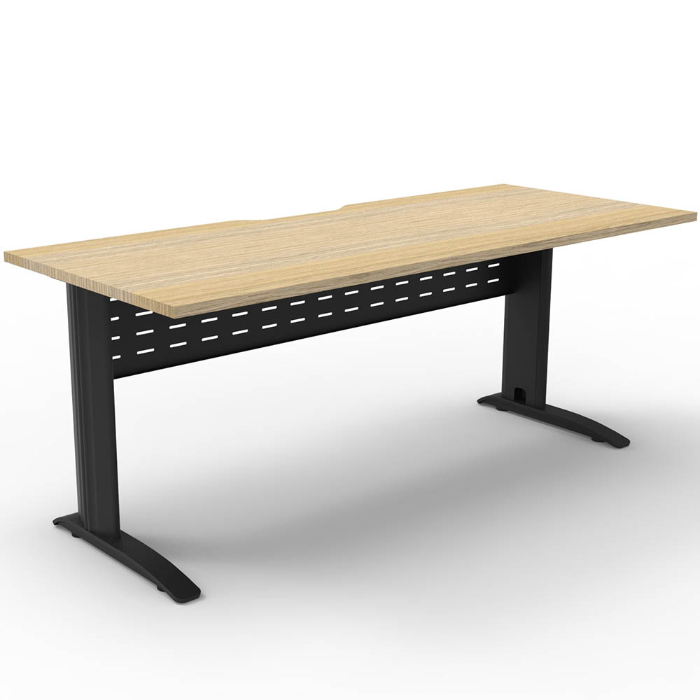 Image for DELUXE RAPID SPAN STRAIGHT DESK WITH METAL MODESTY PANEL 1800 X 750 X 730MM BLACK/NATURAL OAK from Clipboard Stationers & Art Supplies