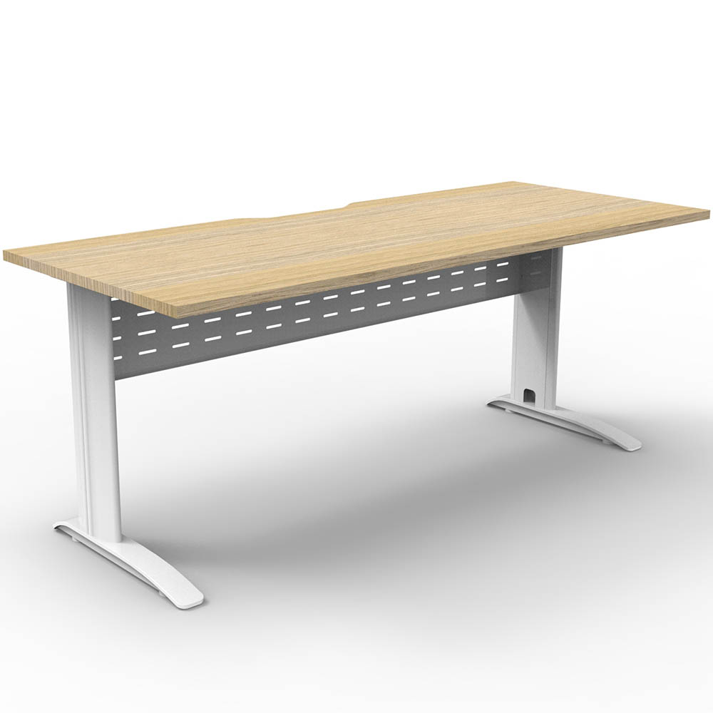 Image for DELUXE RAPID SPAN STRAIGHT DESK WITH METAL MODESTY PANEL 1800 X 750 X 730MM WHITE/NATURAL OAK from BusinessWorld Computer & Stationery Warehouse