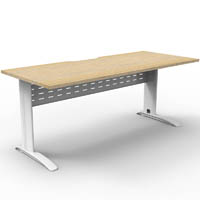 deluxe rapid span straight desk with metal modesty panel 1800 x 750 x 730mm white/natural oak