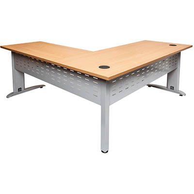 Image for RAPID SPAN DESK AND RETURN METAL MODESTY PANEL 1800 X 700MM / 1100 X 600MM BEECH/SILVER from Challenge Office Supplies