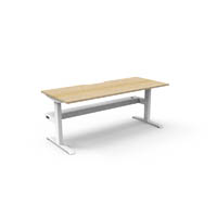 rapidline boost static single sided workstation with cable tray 1500mm natural oak top / white frame