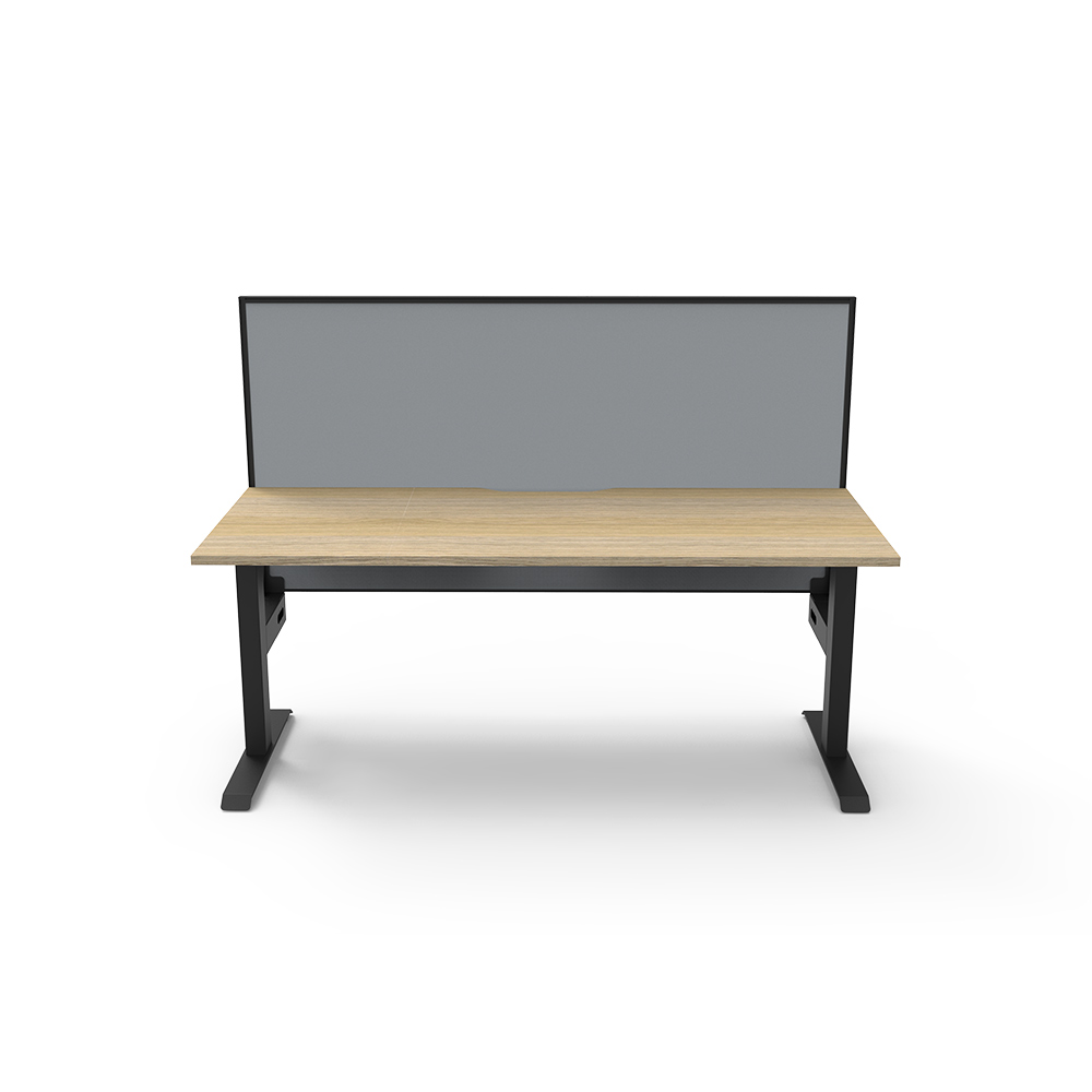 Image for RAPIDLINE BOOST STATIC SINGLE SIDED WORKSTATION WITH SCREEN 1800MM NATURAL OAK TOP / BLACK FRAME / GREY SCREEN from Challenge Office Supplies