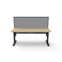 rapidline boost static single sided workstation with screen 1800mm natural oak top / black frame / grey screen