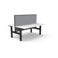 rapidline boost static double sided workstation with screen 1800mm natural white top / black frame / grey screen