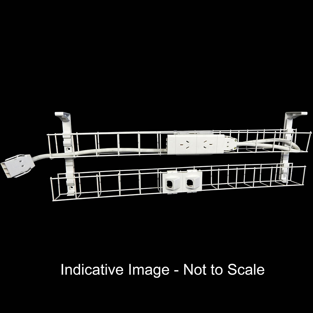 Image for RAPIDLINE DUAL TIER CABLE BASKET 1250MM / GPO X 2 / DATA TILES X 2 / LEAD LENGTH 2M from Mitronics Corporation